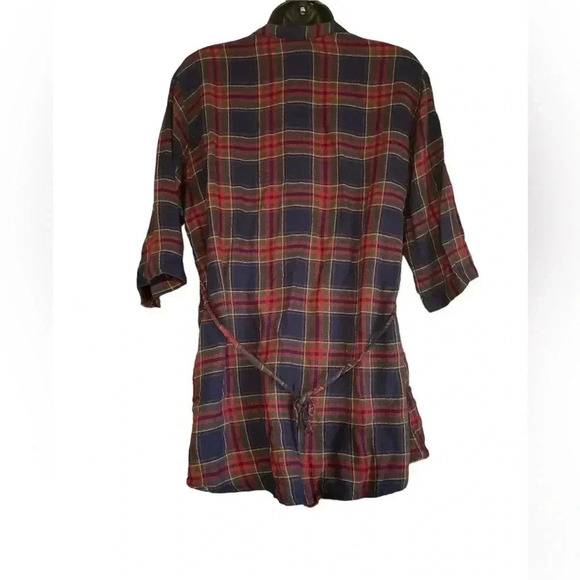 One Femme Plaid Button-Up Tunic W/ Waist Belt Size Med-large Pre-Owned - Picture 8 of 14